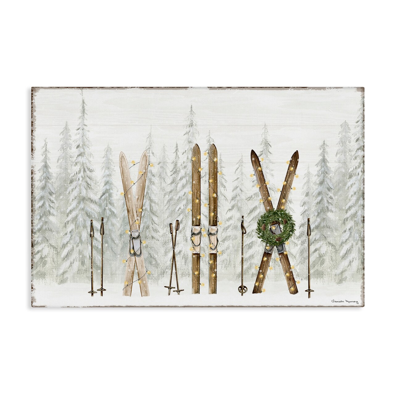 Stupell Industries Pine Lodge Ski Motif Canvas By Danielle Murray